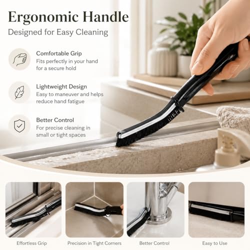 3PCS Crevice Cleaning Brush Set, Hard Bristle Gap Cleaning Brushes for Bathroom & Kitchen, Narrow Grout Scrub Brush for Tile, Sink, Shower, Toilet & Window Track Cleaning Tools