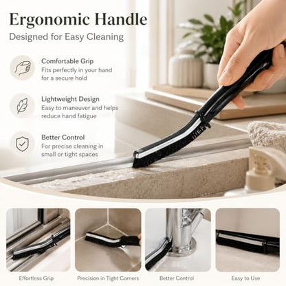 3PCS Crevice Cleaning Brush Set, Hard Bristle Gap Cleaning Brushes for Bathroom & Kitchen, Narrow Grout Scrub Brush for Tile, Sink, Shower, Toilet & Window Track Cleaning Tools