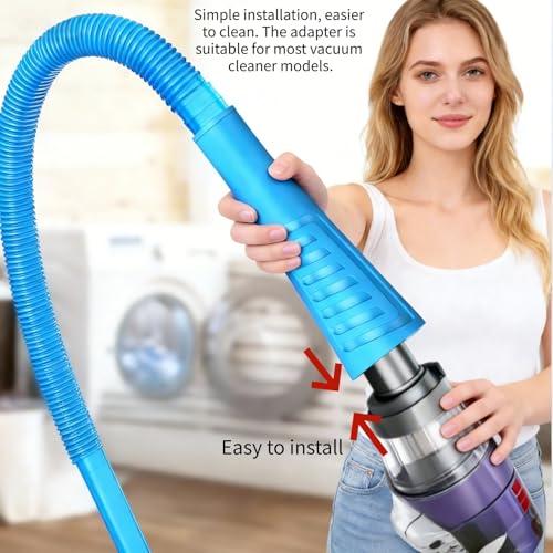Dryer Vent Cleaner Kit - Universal Vacuum Hose Attachment & Lint Brush, Effectively Clean Clogged Dryer Ducts, Fit Most Vacuums for Dryer, Refrigerator Coils & Behind Appliances (Blue) - color: Blue