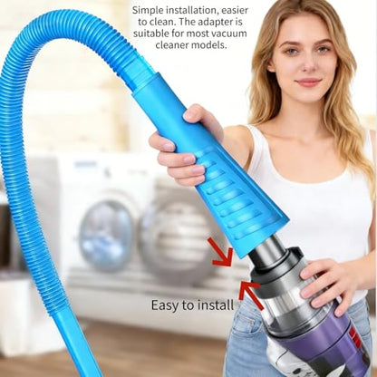 Dryer Vent Cleaner Kit - Universal Vacuum Hose Attachment & Lint Brush, Effectively Clean Clogged Dryer Ducts, Fit Most Vacuums for Dryer, Refrigerator Coils & Behind Appliances (Blue) - color: Blue