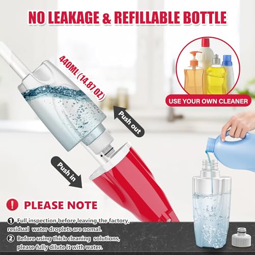Spray Wet Mops with 3 Pads 2 Refillable Bottles for Hardwood Floor Cleaning