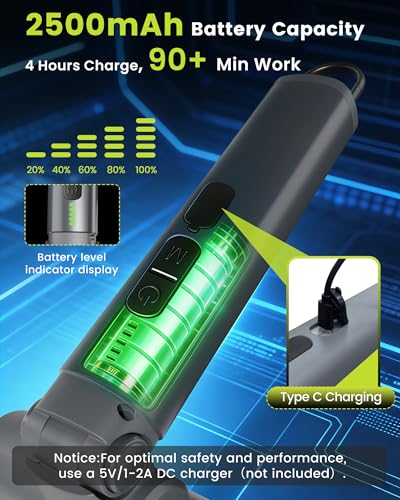 Electric Grill Brush for Outdoor Grill, Rechargeable Cordless BBQ Grill Cleaning Brush with 2 Rotating Head, 1.5HR Battery, 392°F Heat Proof -Perfect Valentine Gifts for Men