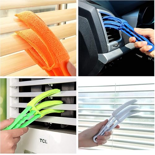 Universal Window Shutter Cleaning Brush, 2 PCS Venetian Blind Cleaner Brush, Microfiber Duster Tool for Window Blinds,Air Vents, Keyboard, Car AC, Washable Reusable Gap Cleaning Brushes (Blue) - color: Blue