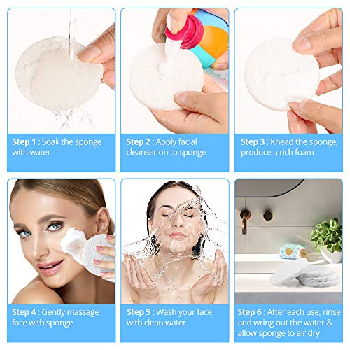Natural Facial Cleansing Sponges- 20 Count Compressed Facial Sponges Cellulose Reusable Soft Cosmetic Esponjas para Faciales for Professional Makeup Removal, Facials Spa, Exfoliator, Skin Massage - color: White