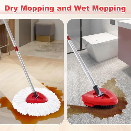 Mop Heads for O Cedar EasyWring 1 Tank System Mop Heads Replacements, Full Set with 1 Base + 1 OCedar Scrubber Mop Head + 3 Spin Mop Replacement Heads, All-in-One Cleaning Kit for Home& Kitchen - color: 3white Set