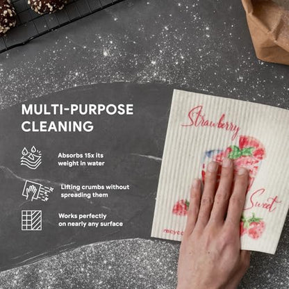 RECYCO Swedish Dishcloths for Kitchen | 6 Pack Cocktails Washable Dish Rags | Cellulose Reusable Cleaning Paper Towels | Absorbent Counter Dish Cloth Sponge Kitchen Wipes, 8" L x 7" W - color: Cocktails - 6 Pack