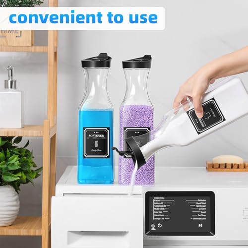 Laundry Detergent Dispenser,54oz Fabric Softener Dispenser,Plastic Liquid Laundry Detergent Container,Laundry Detergent Organizer for Laundry Room Organization with 4 Labels,3 Pack,Black - color: Black