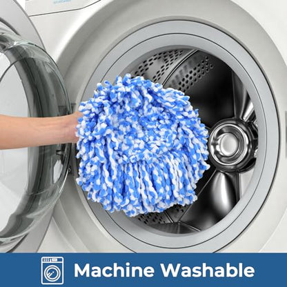 Matthew Cleaning 12Pack Blue Microfiber Spin Mop Replacement Head Compatible with EasyWring Spin Mop Replace Head-EasyWring High Absorbency,Machine Washable,Microfiber Spin Mop Refills - color: Blue, size: 12 Count