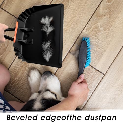 4 Pack 12 inch Heavy Duty Metal Dustpan Large Wide Dust Pans for Household Handheld Wide Scooper and Debris Cleaning Tool Ideal for Home and Commercial Use (Black)