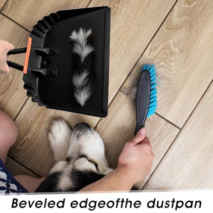 4 Pack 12 inch Heavy Duty Metal Dustpan Large Wide Dust Pans for Household Handheld Wide Scooper and Debris Cleaning Tool Ideal for Home and Commercial Use (Black)