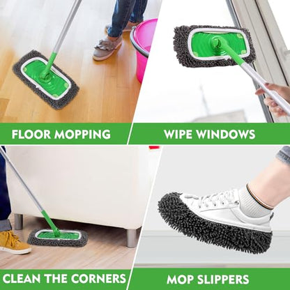 Reusable Wet Pads Refill Compatible with Swiffer Sweeper Mop - Dry Sweeping Cloths & Wet Mopping Cloths for Household Cleaning - Washable Microfiber Mop Pads, 4 Pack (Mop is not Included) - color: 4 Pack (Grey)