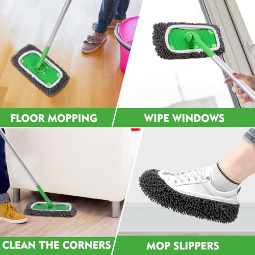 Reusable Wet Pads Refill for Swiffer Sweeper Mop - Dry Sweeping Cloths & Wet Mopping Cloths for Household Cleaning - Washable Microfiber Mop Pads, 6 Pack (Mop is not Included) - color: 6 Pack (Grey)