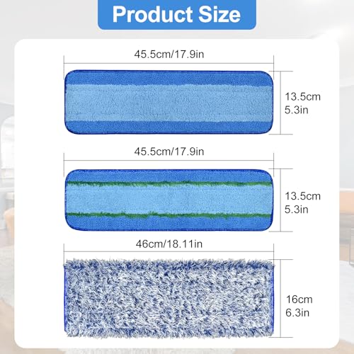 8 Pack Microfiber Cleaning Pad for Bona Mop Hardwood & Hard Surface Floors Dry and Wet Floor Cleaning - Includes 4 Microfiber Cleaning Pad, 2 Deep Clean Pads and 2 Dusting Pad - Dual Zone Cleaning - color: 4+2+2blue&grey