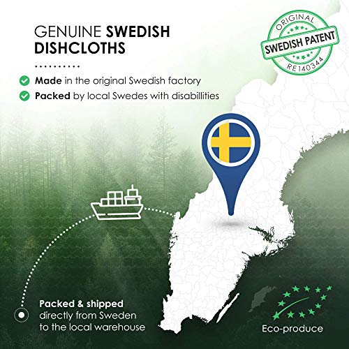 SUPERSCANDI 5 Pack Swedish Dishcloths for Kitchen - 100% Biodegradable & Compostable Reusable Paper Towels Washable, Food-Safe & Without Plastic - Dish Rags Suitable for Any Surface, Leaves - color: Leaves