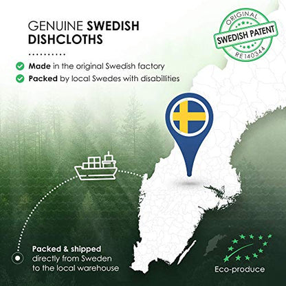 SUPERSCANDI 5 Pack Swedish Dishcloths for Kitchen - 100% Biodegradable & Compostable Reusable Paper Towels Washable, Food-Safe & Without Plastic - Dish Rags Suitable for Any Surface, Leaves - color: Leaves