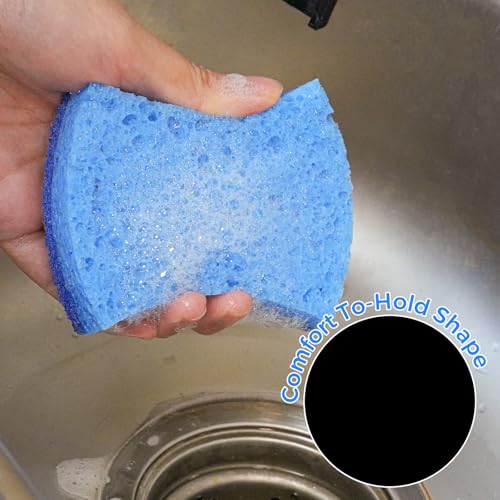6-Pack Non-Scratch Kitchen Sponges – Durable Dish Sponges for Dishes, Pots, and Pans, Perfect for Cleaning Stainless Steel, Dishwashing, and More, Blue - color: Blue