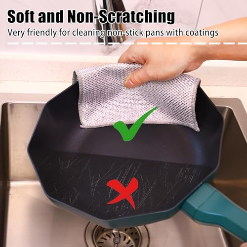 Navona 30 Pcs New Upgrade Steel Wire Dishcloth,Double-Layer Steel Wire Cleaning Cloth,Powerful Cleaning Non-Scratch Wire Dishcloth Rag for Cookware, Sinks, Dishes, Stove Tops - color: 30-pack（double Layer）