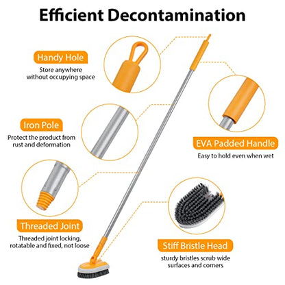 Shower Scrubber for Cleaning, Bestnifly Bathroom Scrub Brush with 42'' Extendable Long Handle, Tub and Tile Cleaning Brush for Toilet Bathtub Wall Glass Floor, Stiff Bristle