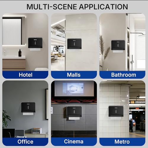 Commercial Paper Towel Dispenser Wall Mounted, Trifold/C-Fold/Multifold Hand Towel Holder, Hand Towel Dispenser for Bathroom Tissue Dispenser, Large Capacity 200 Sheets (Black-5853) - color: Black-5853