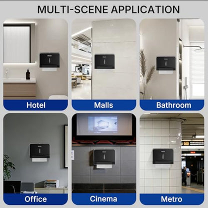 Commercial Paper Towel Dispenser Wall Mounted, Trifold/C-Fold/Multifold Hand Towel Holder, Hand Towel Dispenser for Bathroom Tissue Dispenser, Large Capacity 200 Sheets (Black-5853) - color: Black-5853