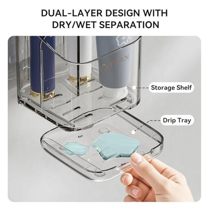 Toothbrush Holders for Bathrooms, 3 Slots Detachable Electric Toothbrush Holder Wall Mounted with Divider, Removable Tooth Brush and Toothpaste Holder Organizer for Bathroom/Kitchen/Office - color: Grey*2