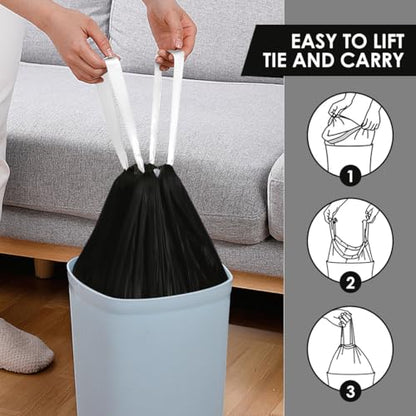 1.3 Gallon 100 Counts Strong Drawstring Trash Bags Garbage Bags by RayPard, 1, 1.2, 1.3 Gal Small Plastic Bags, Trash Can Liners for Home Office Kitchen Bathroom Bedroom, Waste Basket Liners (Black) - style: 100-1.3 Gallon-Black