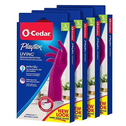 PLAYTEX Living Reuseable Rubber Cleaning Gloves, Premium Protection (Small, Pack - 4) - size: Small (Pack of 8)