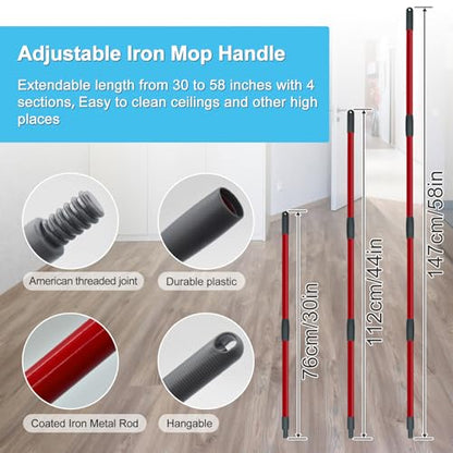Spin Mop Handle, Mop Replace Heads, Scrubber Head and Base Replacement for O-Cedar EasyWring 1 Tank System, 2 Microfiber Mops Heads Replacements and 1 Scrub Brush, Use for Wet/Dry Hard Floor Cleaning - size: 2 pack mop heads set