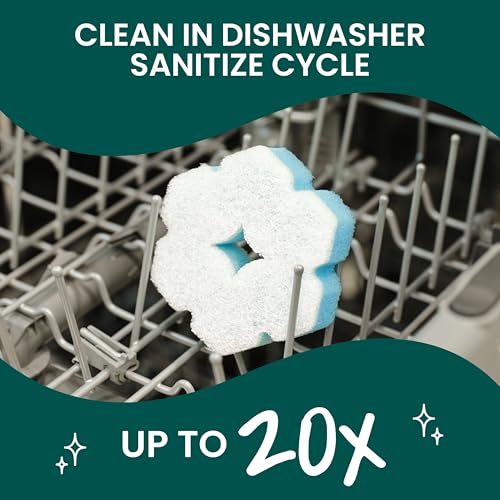 Scotch-Brite Snowflake Non Scratch Scrub Sponge for Cleaning Around the Home, Bathroom & More, Two-Sided Dish Sponge, Multi-Surface Safe, Best for Nonstick Pots and Pans, 1 Pack
