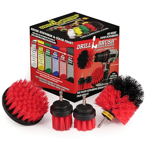 Outdoor Cleaning Supplies - Fountain and Patio Cleaning Brushes - Fire Pit - Scrub Brushes - Concrete Brush - Grout Cleaner - Granite Scrubbing Tool - Headstone Restoration Kit - Garden Statues Brush - color: Red