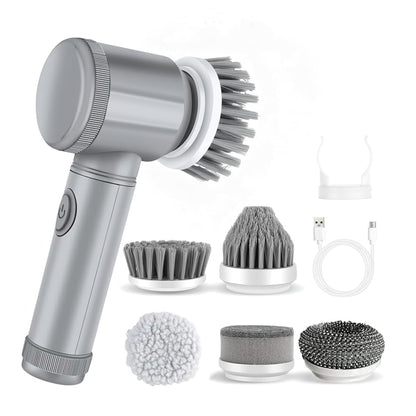 Electric Spin Scrubber, Cordless Bathroom Cleaning Brush IPX6 Waterproof with 6 Replaceable Heads, Power Scrubber for Bathtub, Tiles, Car Wash, Kitchen & Multi-Surface Home Cleaning