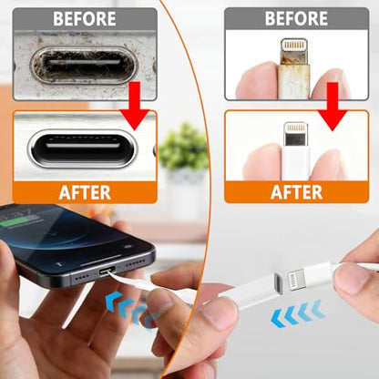 Cell Phone Cleaning Kit, iPhone Cleaning Kit for Charging Port Cleaner Keyboard Cleaning Kit for Airpods/Android/USB C/Earbuds/Laptop/iPad/Camera Lens with Stylus Pen (White, Elite Pack) - color: White (Elite Pack)