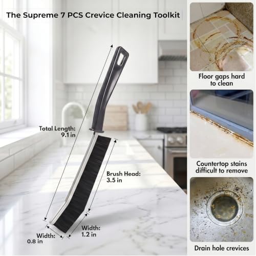 Crevice Cleaning Brush, 7 Pack Hard Bristle Cleaning Brushes for Household Use, Multi-Purpose Gap Scrub Brush for Bathroom, Kitchen, Window, Toilet, Tight Spaces - color: Black-7pcs
