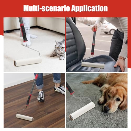 Large Lint Rollers for Pet Hair Extra Sticky, Dog & Cat Hair Remover, 9.45" Wide, 51" Long Handle Pet Hair Fur Sticky Lint Roller, Ideal for Floor, Carpets, Couch, Bed Sheets, Clothing & Car Cleaning