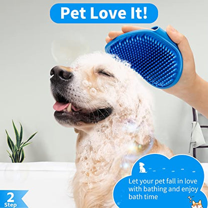 Comotech 6PCS Dog Bath Brush & Dog Toothbrush | Adjustable Handle Shampoo Brush & Scrubber for Short & Long Haired Dogs & Cats | Effectively Solve Odor & Stain Removal Problems (Blue Blue Blue.) - color: Blue Blue Blue