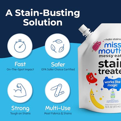 Miss Mouth's Messy Eater Stain Treater - 16oz Refill - Newborn & Baby Essentials - No Dry Cleaning Food, Grease, Coffee Off Laundry, Underwear, Fabric - style: Single (16oz)