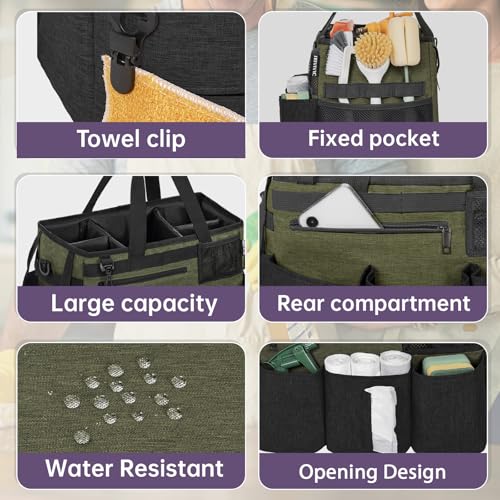 IBVIVIC Wearable Cleaning Caddy Bag for Cleaning Supplies,Large Capacity Cleaning Organizer Green - color: Green