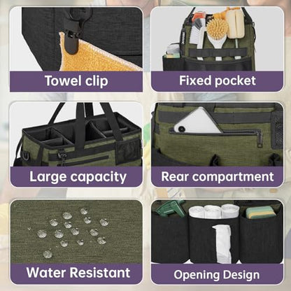 IBVIVIC Wearable Cleaning Caddy Bag for Cleaning Supplies,Large Capacity Cleaning Organizer Green - color: Green