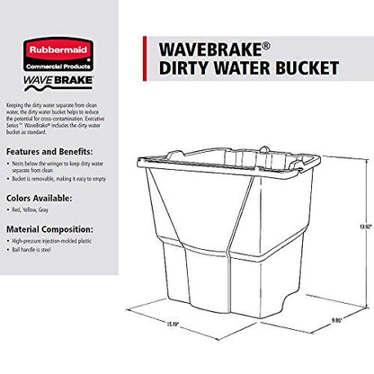 Rubbermaid Commercial Products Dirty Water Bucket for WaveBrake 2.0, 35 Qt. Mop Bucket, Red, 18-Quart Capacity, Separates Used and Clean Water, for Professional/Janitorial Cleaning