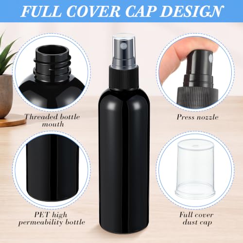 Kigley 100 Pcs Small Spray Bottle Bulk 4 oz Plastic Empty Mist Spray Bottles for Essential Oils Fine Mist Sprayer Reusable Refillable Portable Travel Containers for Cleaning Samples (Black and White) - color: Black and White