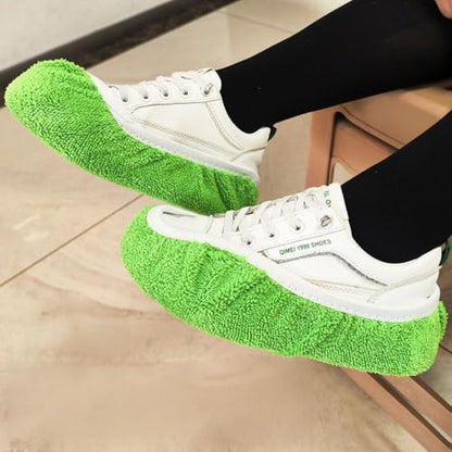 2-in-1 Mop Head Replacement Rag Towel Reusable Microfiber Household Wet and Dry Cleaning Cloths Shoe Cover Rags,22x9cm (Green,1pcs) - color: Green,1pcs