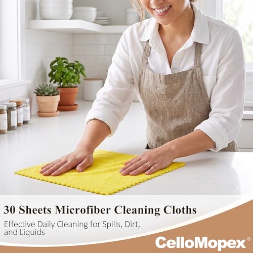 30 Pack Microfiber Cleaning Cloths, Dish Towels for Kitchen, Cleaning Rags for Car, Window, Bathroom, Household, Ultra Absorbent Cleaning Supplies Lint Free Streak Free, Reusable & Washable (Yellow) - color: Yellow