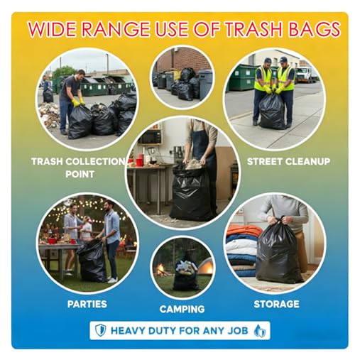 45 Gallon Trash Bags, Heavy Duty Garbage Bags, 70 Count 2.0 Mil Extra Thick 36”x 44” Trash Can Liners Large Plastics Garbage Trash Bag for Industrial, Home, Kitchen, Commercial, Yard, Lawn, Leaf - size: 1 Count (Pack of 70)