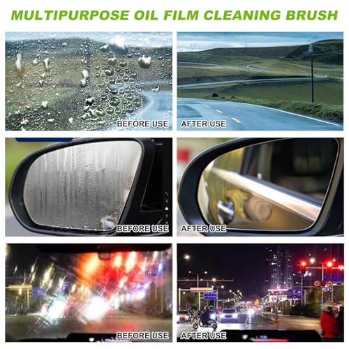 Oil-Free Car Glass Brushes, Upgrade 2.0 Clear Vision Glass Cleaner, Oil Film Cleaning Brush for Automotive Windows, Clearvision Cars Windshield Cleaner Tool, Universal Cleaning Wipe Board (2 SET)
