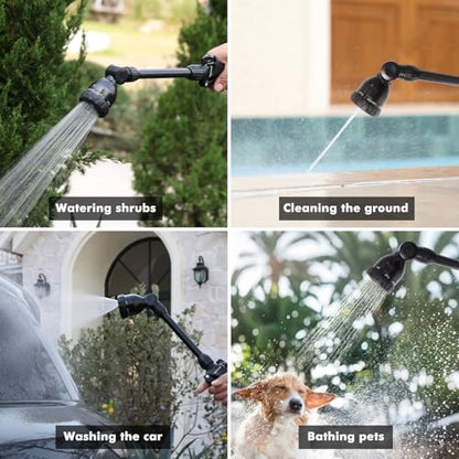 RESTMO Metal Watering Wand, Heavy Duty Garden Hose Wand with 180° Swivel Head, 16'' Hose Nozzle Sprayer with 7 Spray Patterns and Flow Control, for Water Hanging Baskets and Shrubs, Flash Black - color: Flash Black