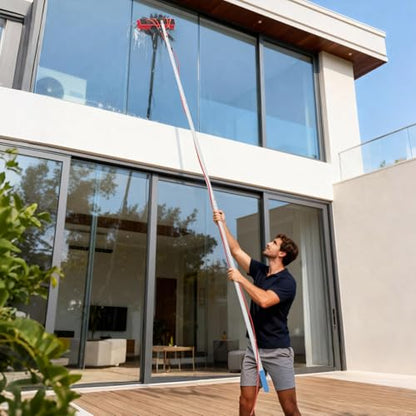 22.97 FT Solar Panel Cleaning Kit, Window Cleaning System, 20M Hose & BrushHead, Washing Equipment Window Cleaner Tool Water Fed Pole Kit for Roof Caravan Solar Panel - size: 7m/22.97ft