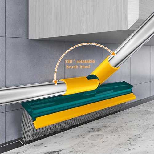 Floor Scrub Brush with Long Handle, 2024 New Heavy-Duty Stiff Bristles Floor Scrubber 2-in-1 Grout Brush for Cleaning Shower Bathroom, Tile, Carpet, Kitchen