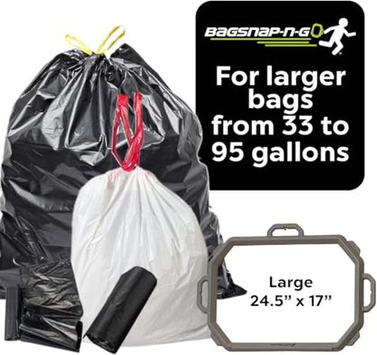 Large SnapRing Trash Bag Holder | Heavy Duty Garbage Opener Frame for 33–95 Gallon Contractor Lawn Leaf Bags | Outdoor Yard Cleanup Tool - size: Large