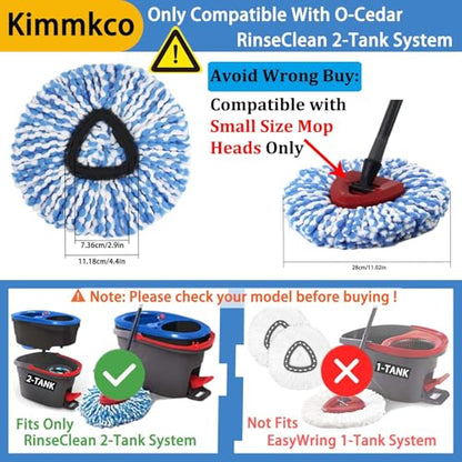 6 Pack Mop Head Replacement for O Cedar Only 2-Tank RinseClean Spin Mop, Mop Replace Refills for Ocedar Made of Fluffy Microfiber, Machine Washable, with 1 Mop Base - size: 6pcs 2-Tank Mop Blue and 1 Mop Base Set