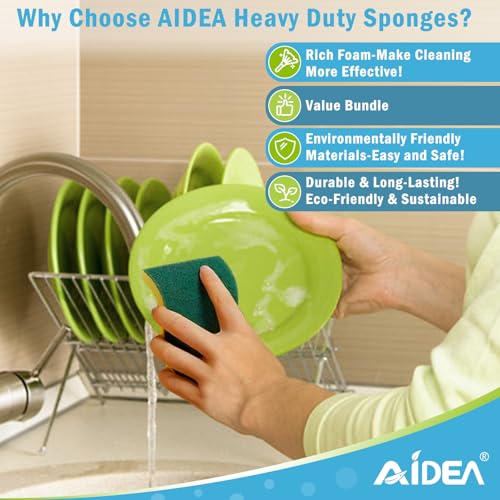 AIDEA Sponges Kitchen, 50 Pack Heavy Duty Dish Sponge, Cleaning Dish Scrubber Sponge for Home and Kitchen, Stink-Free Cleaning Supplies for Pots, Pans - style: Multicolor-S Shape